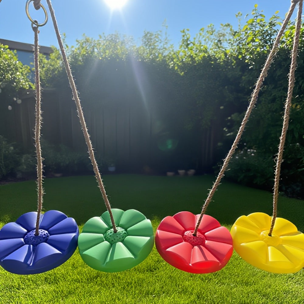 Petal Shaped Outdoor Swing for Kids, Single Person Thickened Fun Swing, 11.8" Diameter, 78.7" Rope