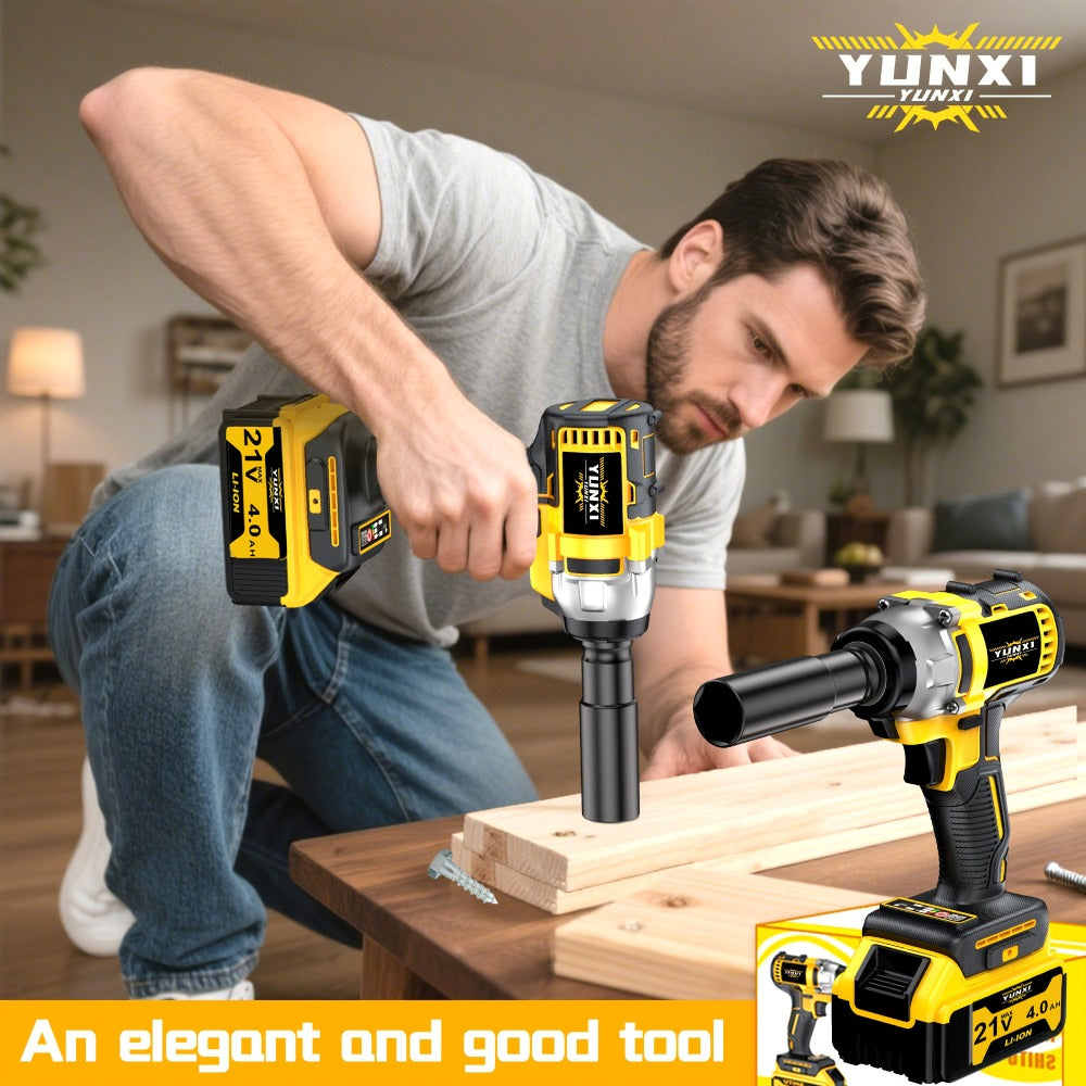 21V Cordless Drill Brushless Impact Wrench Multifunctional, Lithium Battery, Quick Charger, Variable Speed