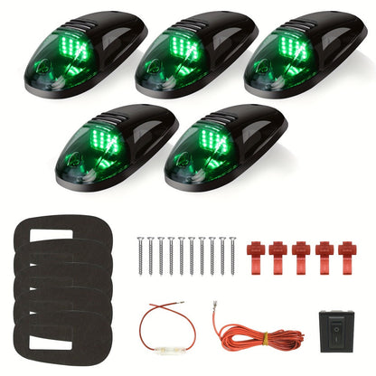 5pcs LED Cab Roof Marker Lights 16/24 LED 12V Super Bright UV-Resistant ABS Lens with Wiring Harness Kit for 2003-2018 Pickup Trucks 1500