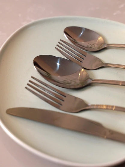 Stainless Steel Flatware Sets in 20–72 Piece Silver, Black or Gold Configurations with Exact Checkout Options