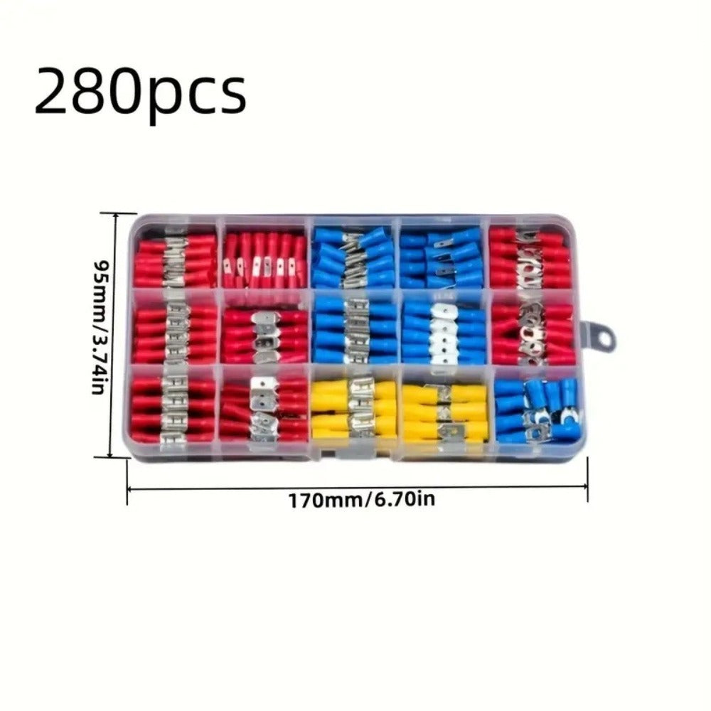 Electrical Crimp Terminals 280pcs Assorted Kit, Insulated Ring Fork Spade & Butt Wire Connectors for Automotive Marine & Home Wiring
