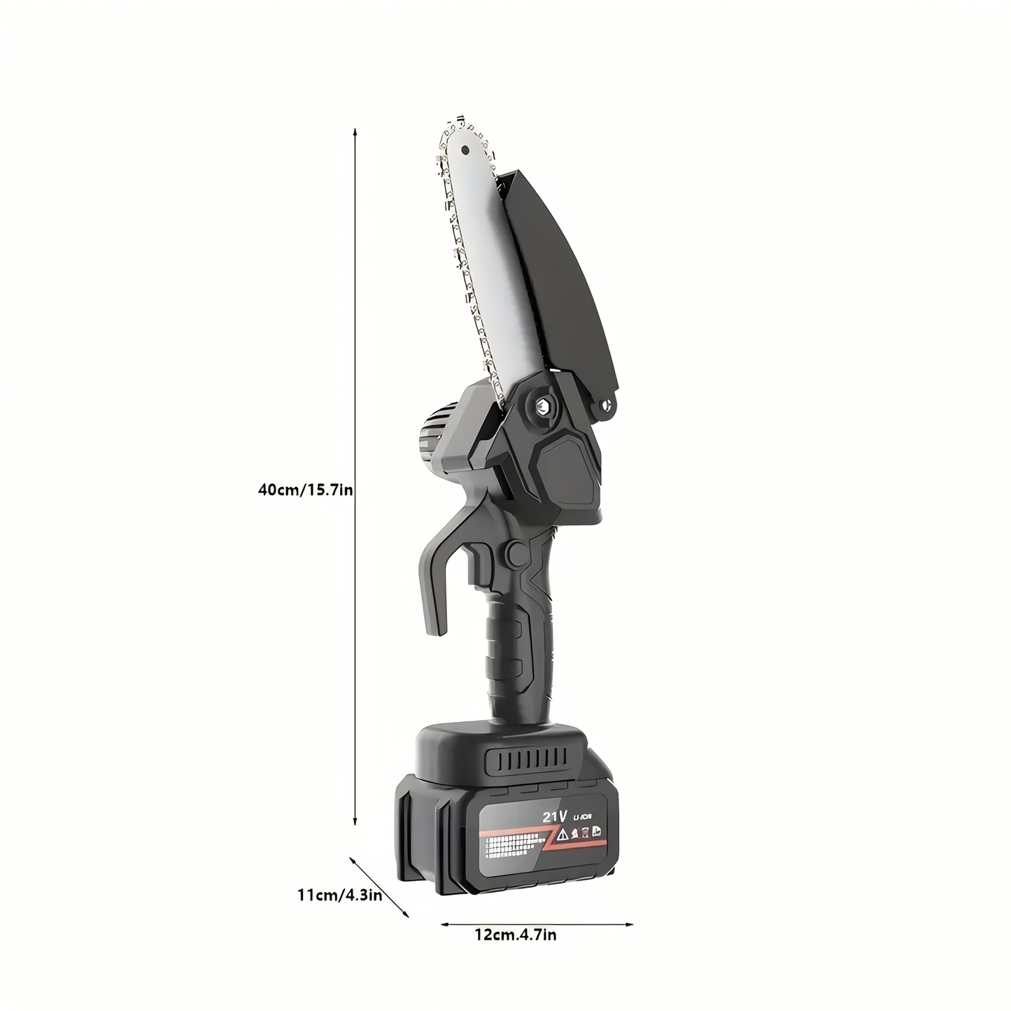 Electric Mini Chainsaw 6-Inch with Debris Guard & Toolbox - Cordless Handheld Pruning Saw with Safety Lock