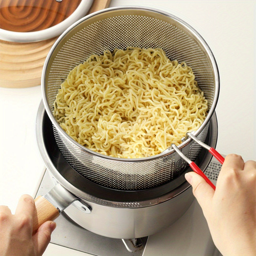 Stainless Steel Deep Fryer Pot Set with Frying Basket & Glass Lid, Non-Stick Multi-Function Cookware for Deep Frying, Noodles