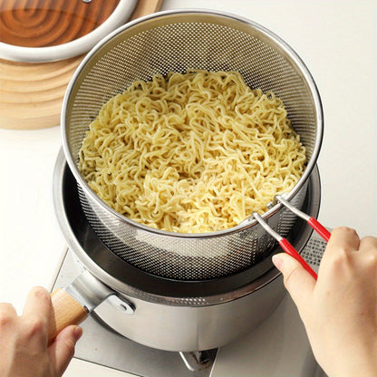 Stainless Steel Deep Fryer Pot Set with Frying Basket & Glass Lid, Non-Stick Multi-Function Cookware for Deep Frying, Noodles