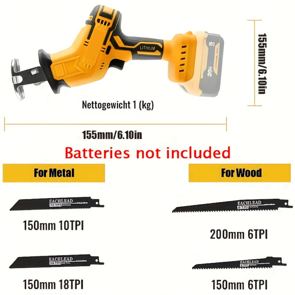 Reciprocating Saw Brushless Cordless for DeWalt 20V Battery, 0-3500 SPM Variable Speed, Tool-Free Blade Change