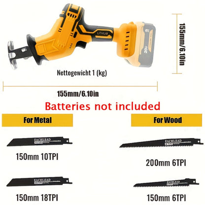 Reciprocating Saw Brushless Cordless for DeWalt 20V Battery, 0-3500 SPM Variable Speed, Tool-Free Blade Change