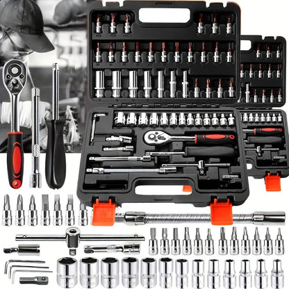 Emergency Vehicle Repair Tool Kit 45 to 171-Piece – Multi-Function Combination Wrench Set for Car, Bicycle & Motorcycle Outdoor Maintenance