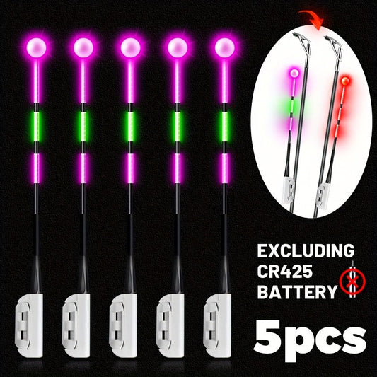 Fishing Bite Indicator Pole Tip Lights 5PCS – Gravity Sensing Color-Change Hook Alert, High-Visibility LED Night Fishing Indicators for Sea