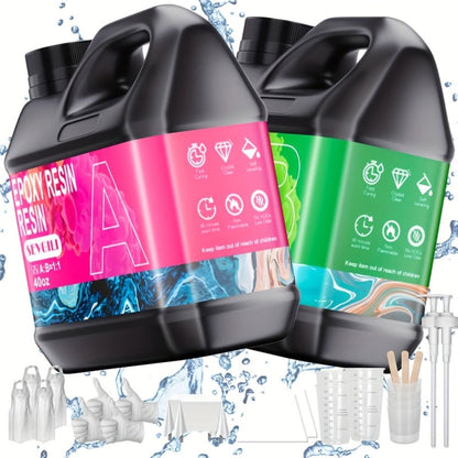 Epoxy Resin Kit Ultra Clear Bubble-Free Self-Leveling, 2-Part Casting & Coating Resin for River Tables Countertops Crafts