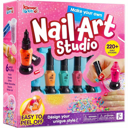 Kids Nail Art Kit for Girls, Nail Polish Set with Glitter Stickers & Sequins 220+ Designs for Home and Salon Manicures
