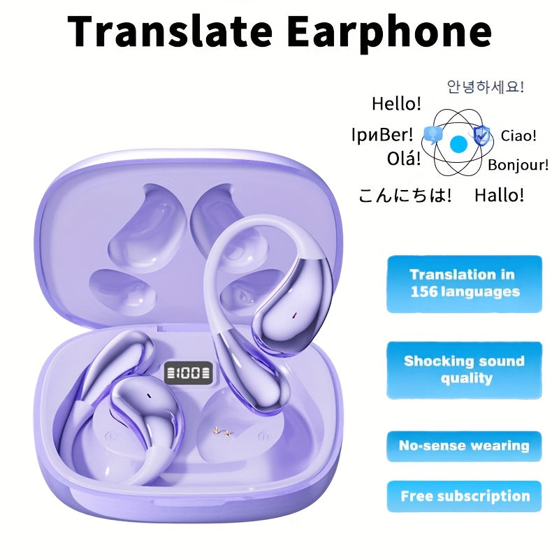 AI Translation Earbuds Bluetooth 5.4, 156 Languages Real-Time Two-Way Translation, Offline Mode, Audio Transcription & Photo Translation