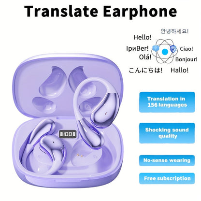 AI Translation Earbuds Bluetooth 5.4, 156 Languages Real-Time Two-Way Translation, Offline Mode, Audio Transcription & Photo Translation