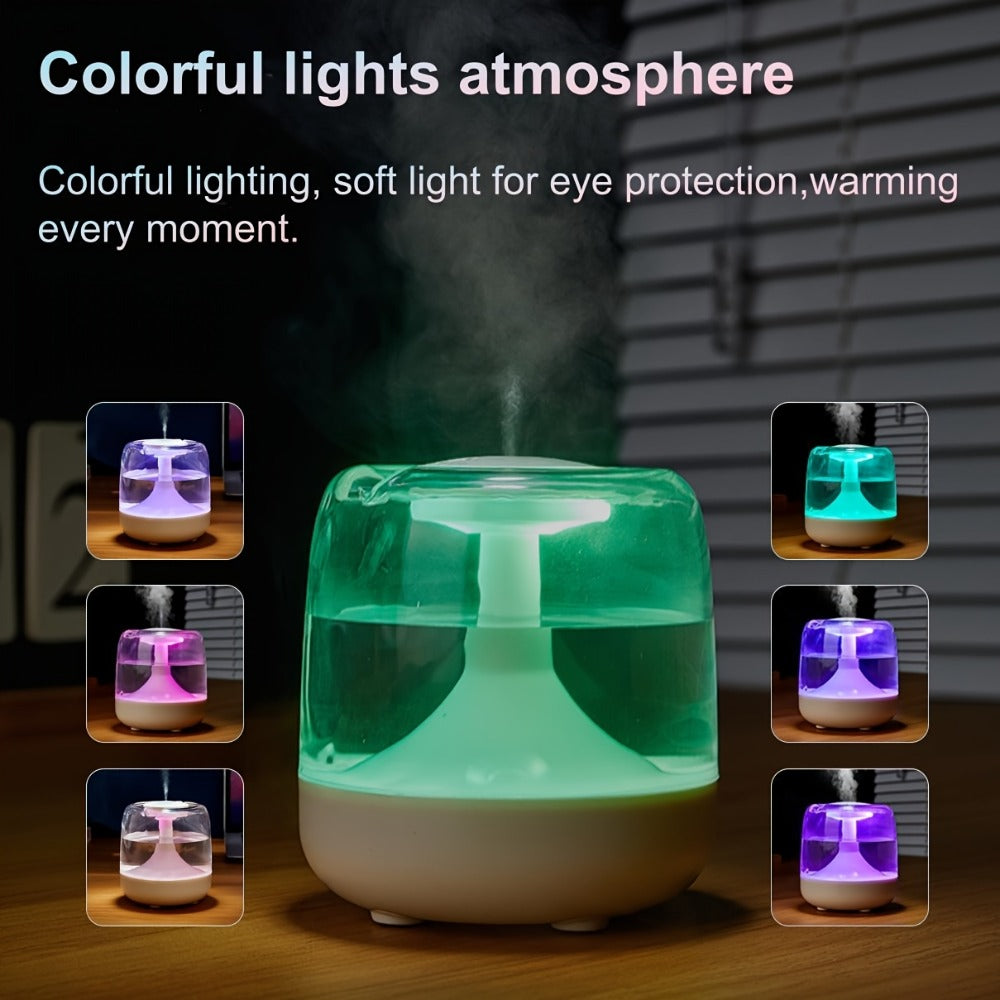 Cool Mist Humidifier with 7-Color Night Light & Transparent Tank, USB Quiet Humidifier 24H Runtime