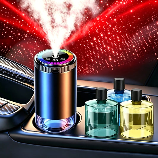 Car Aromatherapy Diffuser with Dynamic Light Show & Starry Sky Mode – Adjustable Scent Intensity, USB Rechargeable, Eliminates Odors