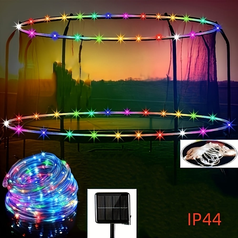 Solar Powered LED Trampoline Lights Colorful Rope Lights for 8-16 Ft Trampolines 8 Dynamic Modes IP65 Waterproof Outdoor Backyard Decoration