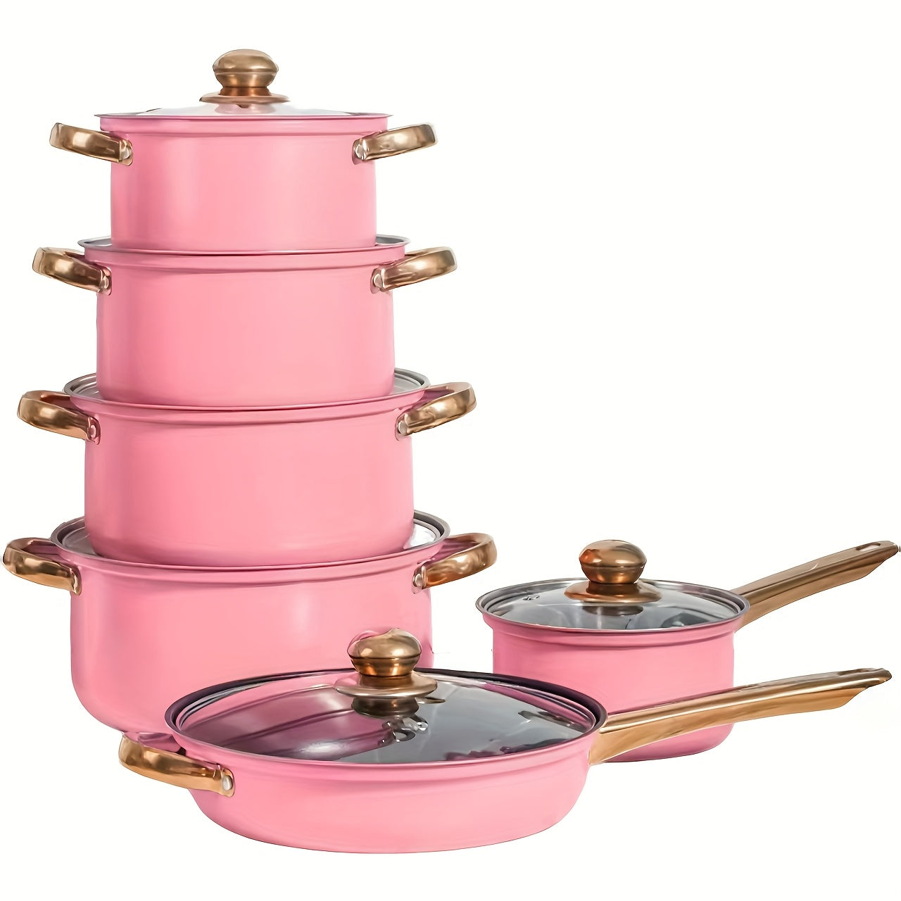 Non-Stick Cookware Set Pots and Pans 10 & 12 Piece, Heat-Resistant Frying Pan, Saucepan & Stewpot