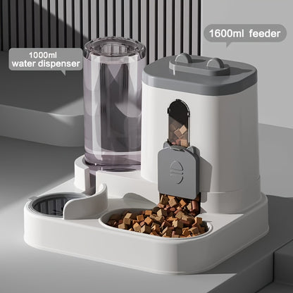 2-in-1 Cat Food and Water Dispenser – Gravity Auto Feeder Bowl Set with Quantitative Feeding, Cute Design for Cats & Small Dogs