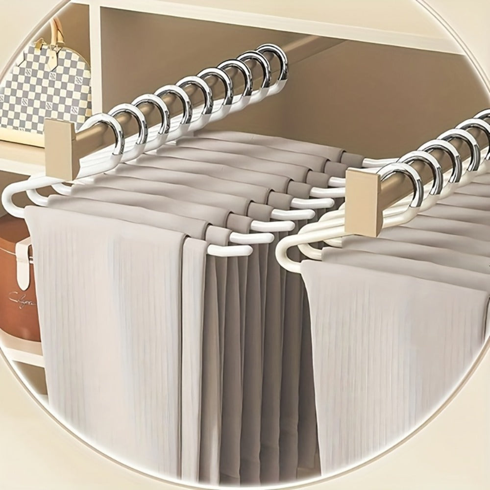 Pants Hangers Metal Open Leg Non-Slip – Heavy Duty Trouser Jeans Hanger for Wardrobe, Space Saving, Black or White, 10/20/30/50pcs