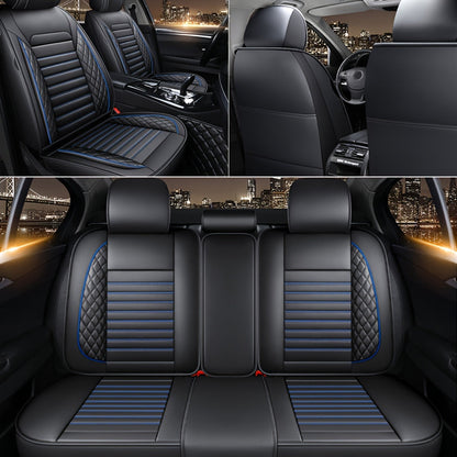 Car Seat Covers 5-Seat PU Leather Set with Front Storage Pocket, Armrest Piece and Eight Colors