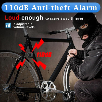 Bike Alarm Anti-Theft 110dB – USB Rechargeable Bicycle Alarm with Wireless Remote, Vibration Motion Sensor & 3 Volume Levels for Bicycle