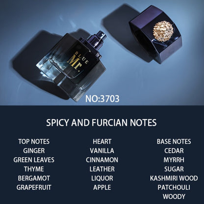 Men's Cologne Spray, Mr. Blue Lion Masculine EDT, Fresh Woody Scent for Sports Business Romance, Elegant Gift for Him