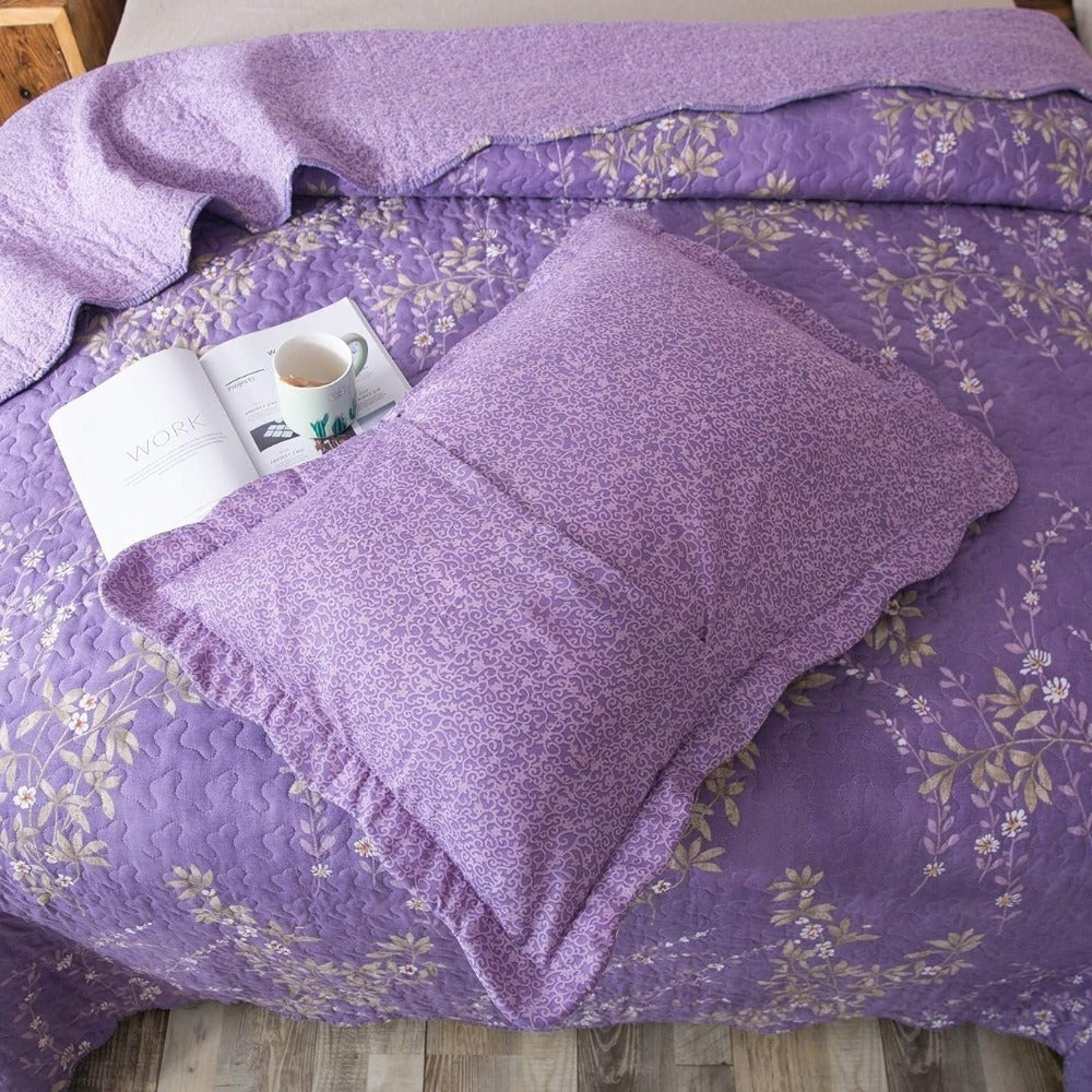 Floral Quilt Set Lightweight Bedspread Coverlet 2 or 3-Piece, All Season Hypoallergenic Breathable Paisley Patchwork Print Quilt for Bedroom