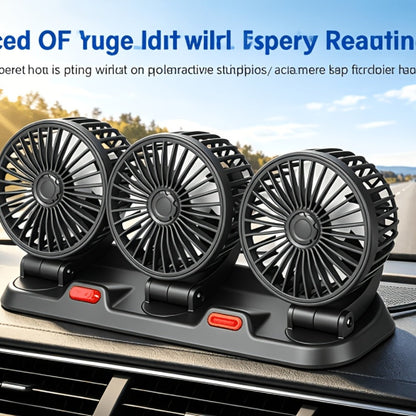 USB 3-Head Desk Fan Quiet Operation Adjustable Speed Powerful Efficient Cooling for Home for Home, Office and Desktop Air Circulation