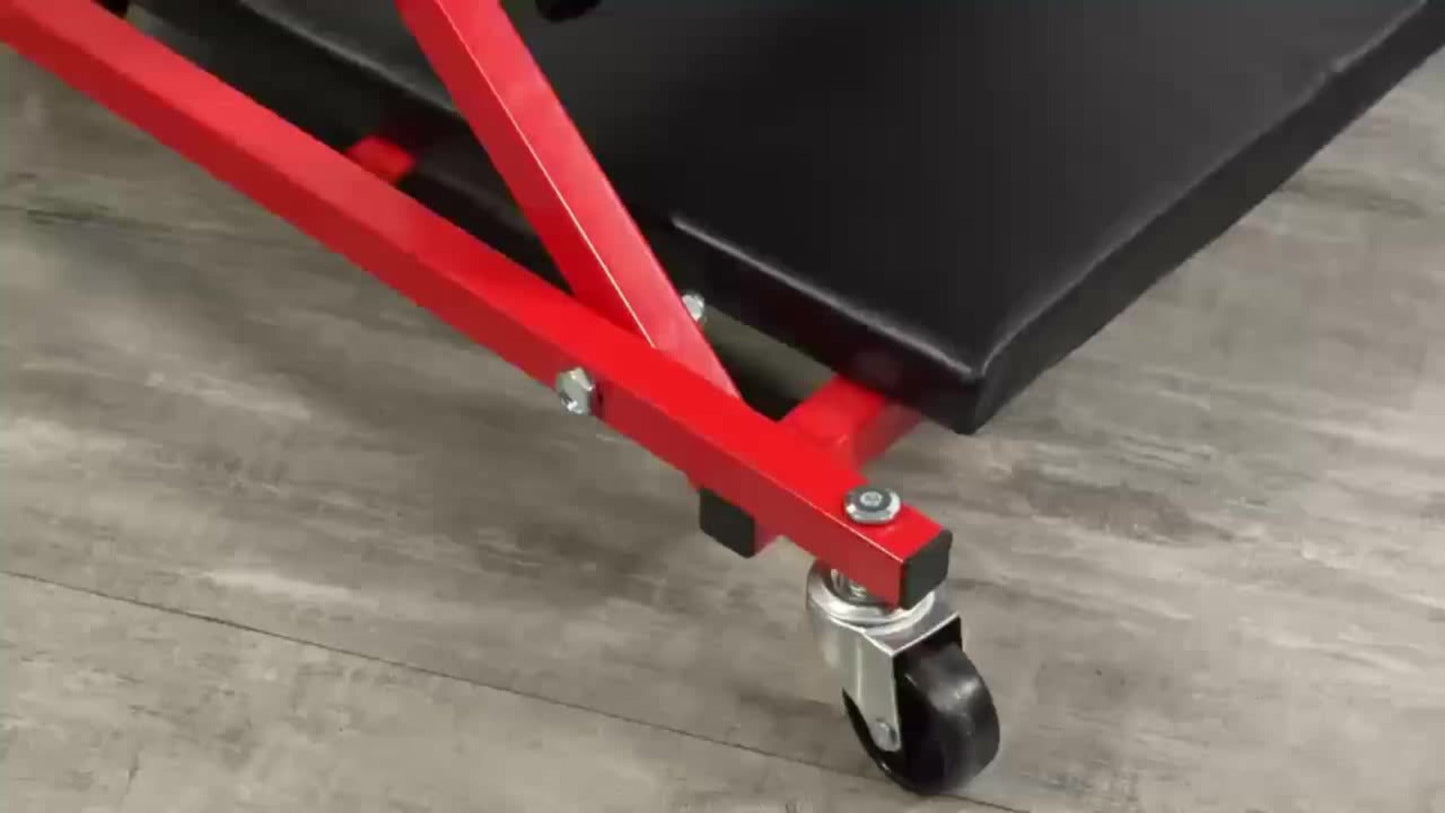 Mechanic Creeper 36-Inch Z-Crawl Folding – Adjustable Load Board, 6-Wheel 2.5" Rolling Garage Repair Seat