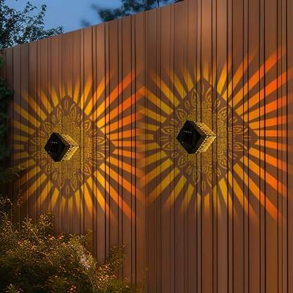 Solar Fence Lights Outdoor – Metal Step Wall Light for Garden Pillar Patio Courtyard Multicolor & Warm LED Decor