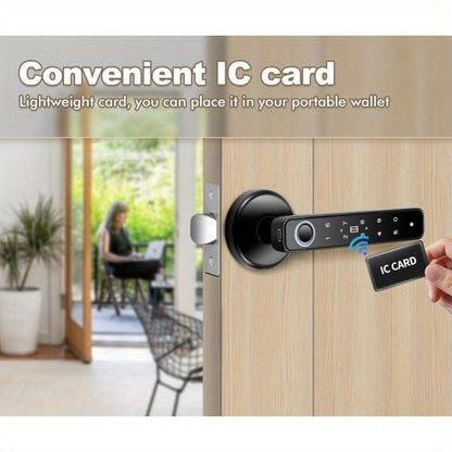 Smart Door Lock Handle with Fingerprint Keypad IC Card App and Key in Single or Double Row Options