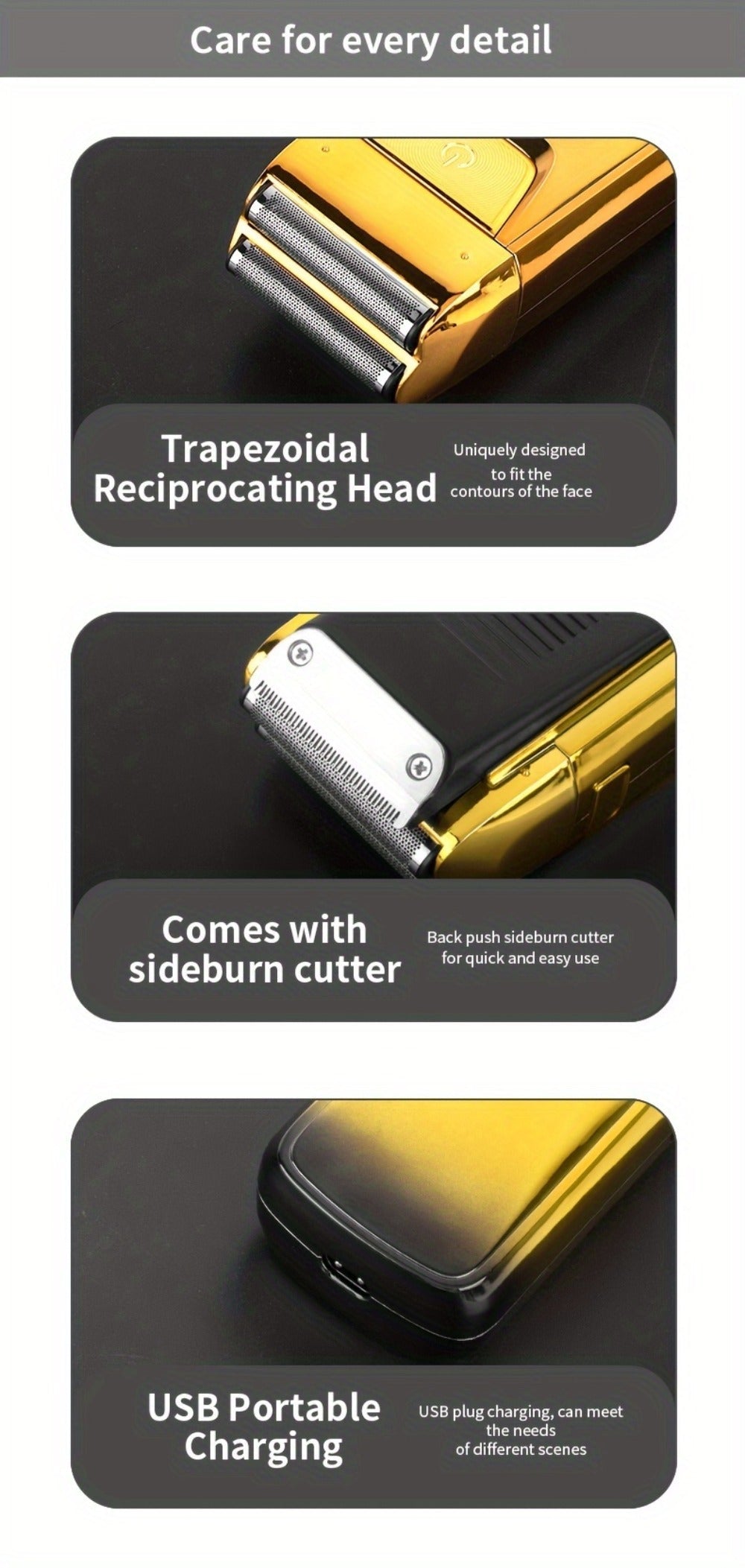 Bald Head Shaver & Beard Trimmer 2-in-1 Electric USB Rechargeable – Aluminum Foil Razor Professional Hair Clipper Grooming Tool for Men