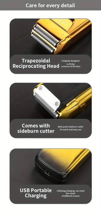 Bald Head Shaver & Beard Trimmer 2-in-1 Electric USB Rechargeable – Aluminum Foil Razor Professional Hair Clipper Grooming Tool for Men