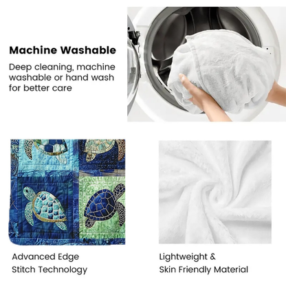 1pc Underwater Turtle Splicing Pattern Blanket- Home Furnishings Bedding Throw for Sofa Bed for Sofas, Beds and Everyday Home Comfort