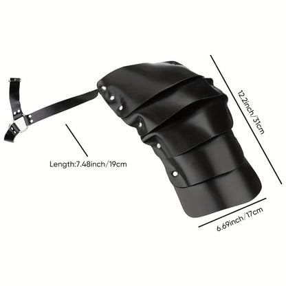 PU Leather Shoulder Armor Warrior Costume Prop with Belt for Men, Single Pauldron Medieval Knight Armor Dress Up Accessory for Halloween