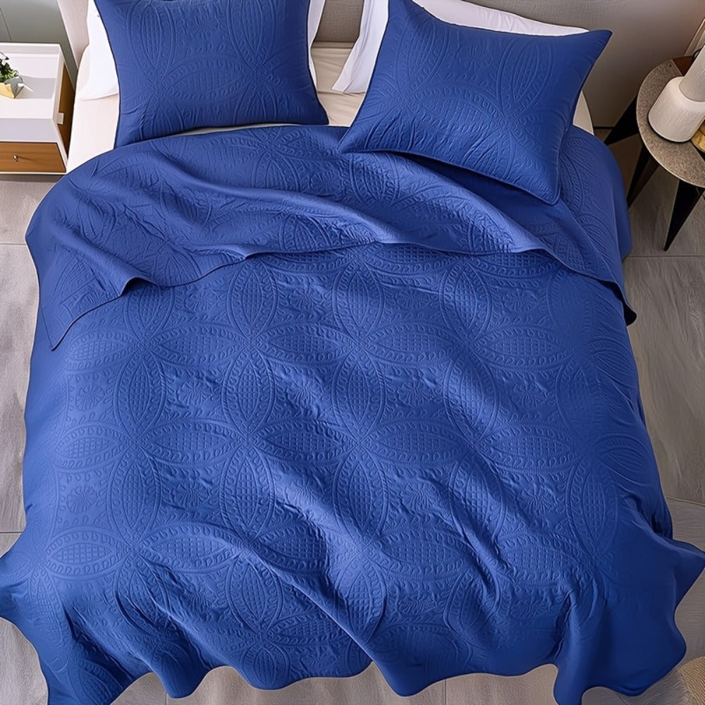 Quilt Coverlet Set 2-3 Piece Lightweight Microfiber Bedspread Coin Pattern Soft Skin-Friendly Anti-Allergy Machine Washable Twin Full Queen