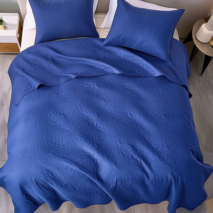 Quilt Coverlet Set 2-3 Piece Lightweight Microfiber Bedspread Coin Pattern Soft Skin-Friendly Anti-Allergy Machine Washable Twin Full Queen