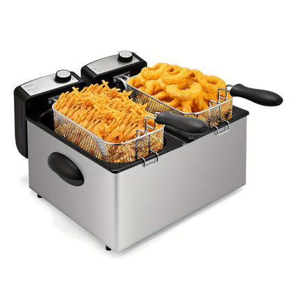 1500W Black Deep Fryer with 1.5L or 2.5L Capacity, Windowed Removable Lid and Temperature Dial