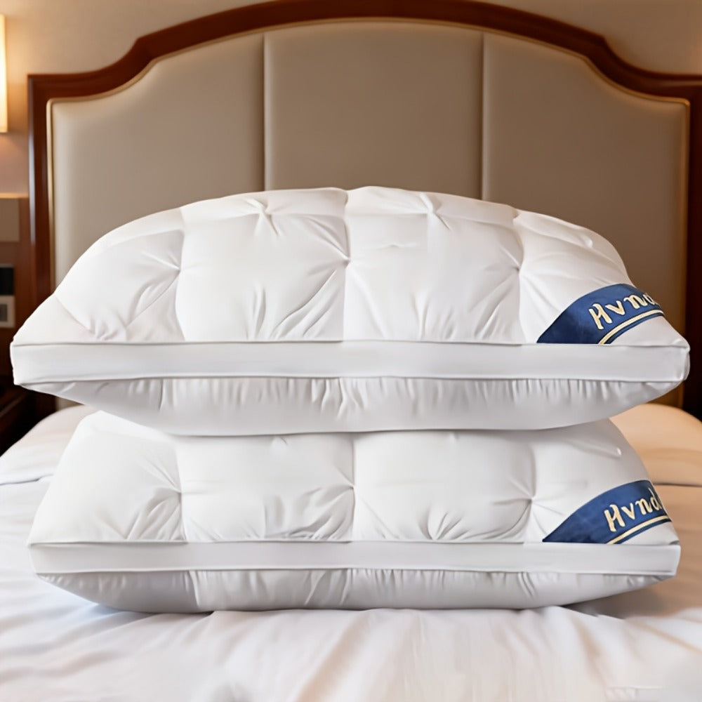 Luxury Hotel Pillows 2-Pack, King & Queen Size, Polyester Fill, Satin Cover, Deep Sleep Neck Support