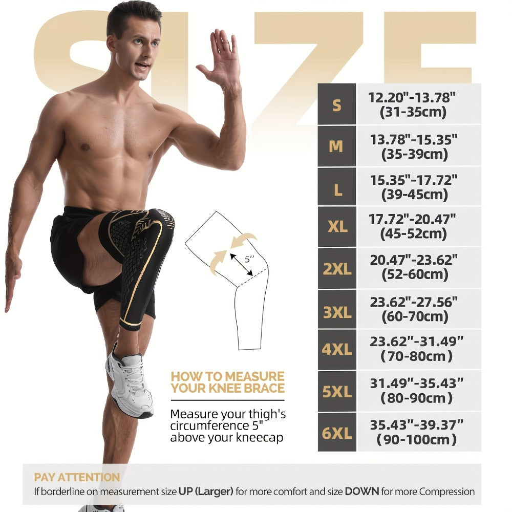 Copper Knee Brace Full Leg Support - Compression Sleeve with Patella Gel Pad & Double Metal Side Stabilizers