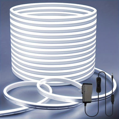 Neon LED Strip Lights 10m 32.8ft with Power Adapter, 24V Flexible Neon Light Strip in White, White