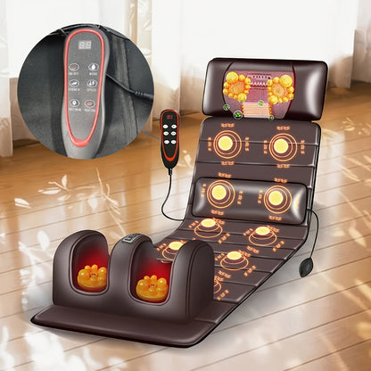 Full Body Heating Massager Set, PU Leather Massage Chair Pad with Neck Massager, Leg Massager, Lumbar Pillow & Headrest