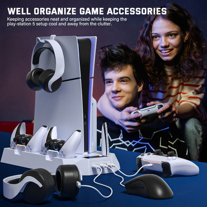 PS5 Cooling Station with Controller Charging Dock - Compatible with PS5 Slim Pro Standard Disc Digital