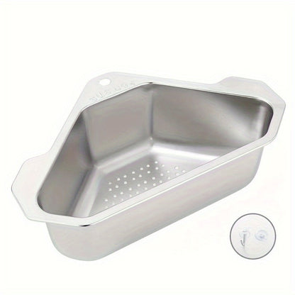 Kitchen Drain Strainer Basket 304 Stainless Steel Triangular Corner Sink Filter, for Home Plumbing Maintenance and Repair