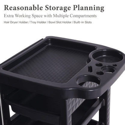 5-Drawer Salon Trolley Cart on Wheels – Professional ABS Rolling Beauty Storage Organizer for Hair Stylist Barber Spa Nail Tattoo Studio