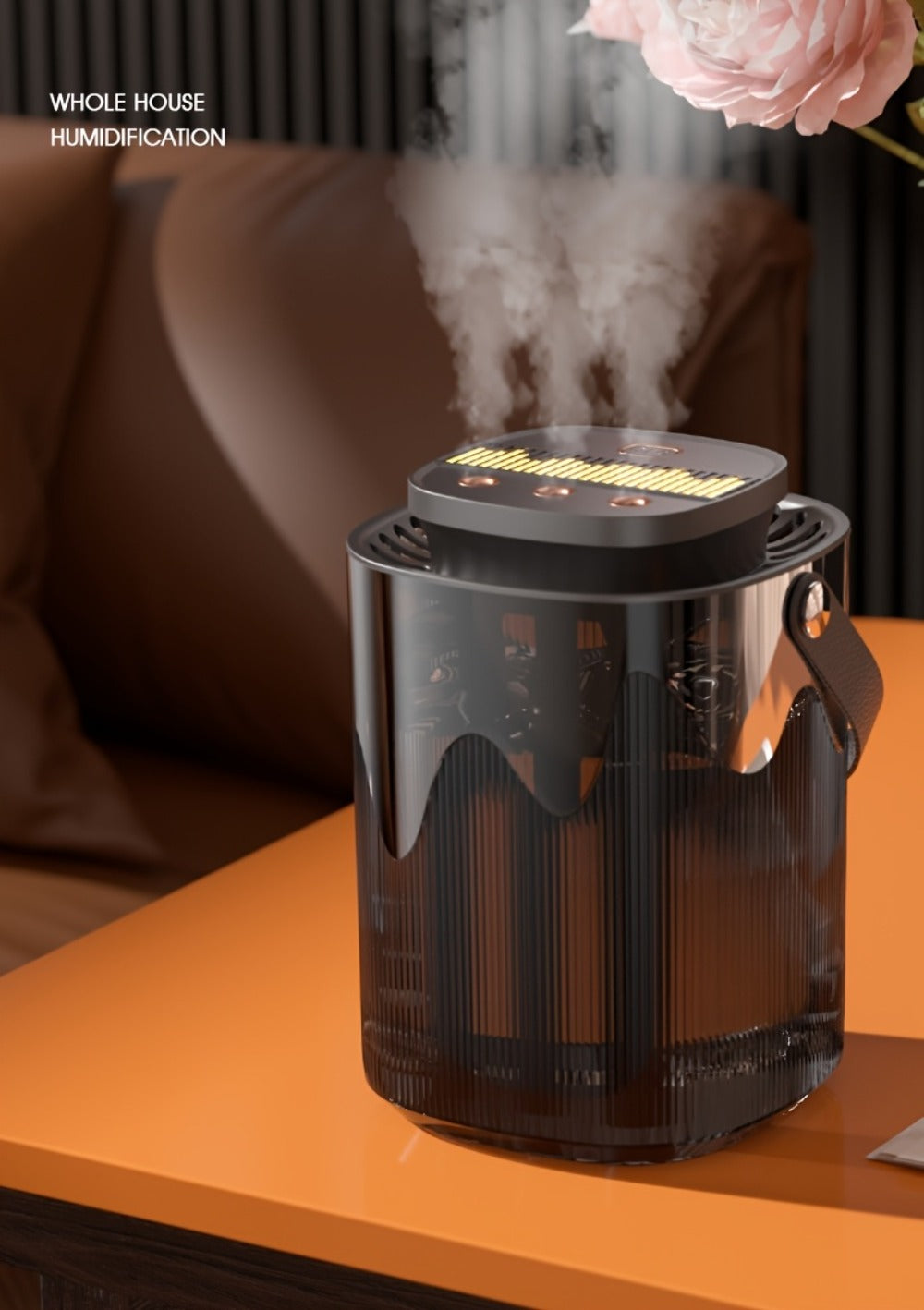 Large Desktop Humidifier with Night Light, 101oz 3-Nozzle USB Rechargeable Cool Mist Humidifier for Bedroom