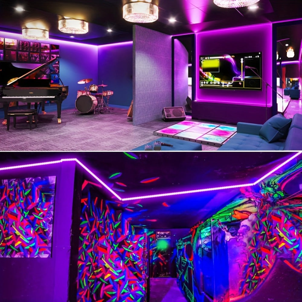 UV Black Light Bars & Strips 8-Piece Set, 385-400nm USB Powered 5V LED Blacklight for Glow Party