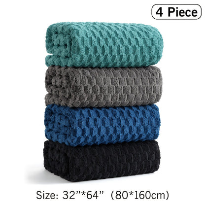 Bath Towels Set Single or 4-Piece 800GSM Oversized Microfiber Towels 32 x 64 Inch for Home and Guest Use