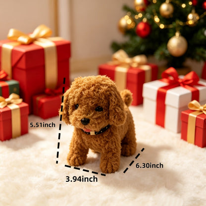 Walking Barking Robot Dog Toy for Adults Teens, Plush Biomimetic Puppy with Expressive Eyes, One-Button Control