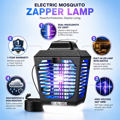 IPX4 Bug Zapper Plug-In, Electric Flying Insect Trap with LED Light & ABS Housing, Indoor Mosquito Zapper for Home