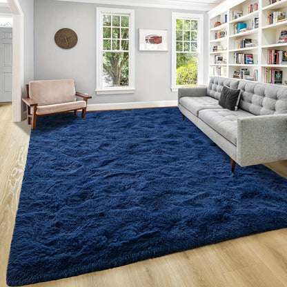 Shaggy Plush Area Rug – Soft Fluffy Carpet for Living Room, Bedroom & Sofa | Non-Slip Machine Washable Tie-Dye & Solid Color Long Pile Rug |